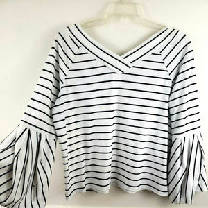 Gibson Latimer V Neck Knit Top Bell Sleeves